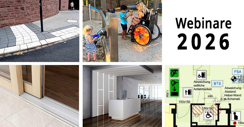 5 Bilder: &Uuml;berquerungsstelle, Spielplatz, Wohnungseingangst&uuml;r, B&uuml;rogeb&auml;ude und Bauzeichnung